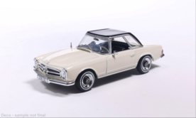 IXO 1:43	Mercedes 230 SL (W113) hard top, licht beige met zwart. Verwacht week 17