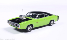 IXO 1:43 Dodge Charger R/T lichtgroen met zwart 1970, in vitrine. Verwacht eind mei 2026
