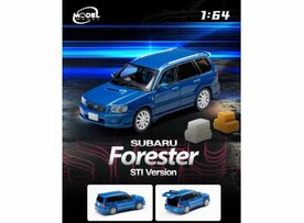ModelModel 1:64 Subaru Forester SG9 Sti, blue incl vitrine