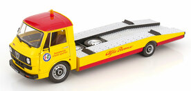 Mitica 1:18 Alfa Romeo A12 (F12) - ALfa Romeo Assistenza Clienti Sportivi - sleepwagen 1977 geel/rood excl. lading