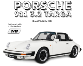 GT Spirit 1:8 Porsche 911 3.2 Targa Grand Prix white 1984 in vitrine. Levering 01-2027