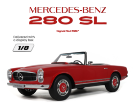 GT Spirit 1:8 Mercedes Benz 280 SL Signal red 1967 in vitrine. Levering 01-2027