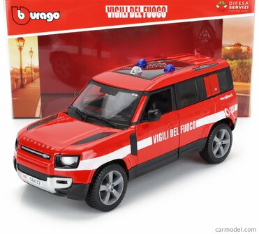 Bburago 1:24 Land Rover New Defender 110 Vigili Del Fuoco 2022 brandweer 