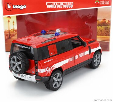 Bburago 1:24 Land Rover New Defender 110 Vigili Del Fuoco 2022 brandweer 