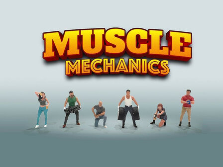 American Diorama 1:64 Muscle Mechanics 6 piece Diecast Figure Set (6 Figures) Limited Edition