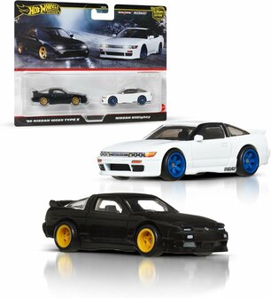 Hotwheels 1:64  Set 2 Nissan -  Nissan 180SX Type X 1996 &amp; Nissan SilEighty. HotWheels Premium Car Culture