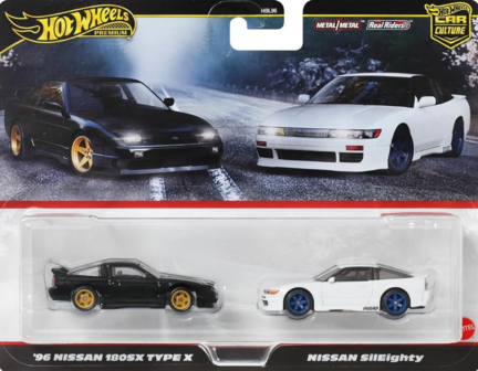 Hotwheels 1:64  Set 2 Nissan -  Nissan 180SX Type X 1996 &amp; Nissan SilEighty. HotWheels Premium Car Culture