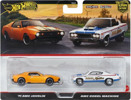 Hotwheels 1:64  Set 2 AMC - AMC Javelin &amp; AMC Rebel Machine 1971 HotWheels Premium Car Culture