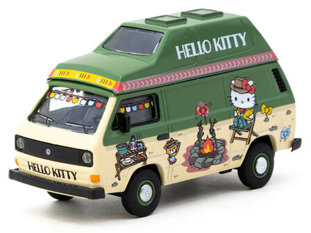 Tarmac 1:64 Volkswagen T3 Van &quot;Hello Kitty Camping&quot; Green and Beige with Graphics &quot;Collab64&quot; Series