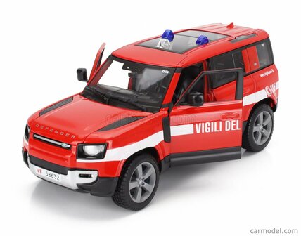 Bburago 1:24 Land Rover New Defender 110 Vigili Del Fuoco 2022 brandweer 