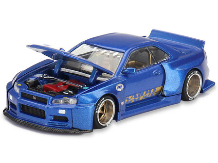 Mini GT 1:64 Nissan Skyline GT-R (R34) &quot;SHINJUKU V2 Aero&quot; Blue Metallic (Designed by Jun Imai) &quot;Kaido House&quot; Special , RHD
