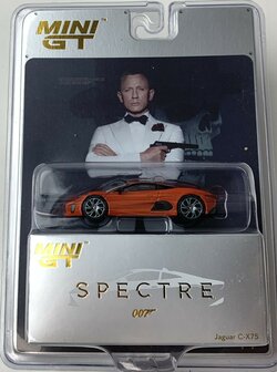 Mini GT 1:64 Jaguar C-X75 Orange Metallic 007 James Bond &quot;Spectre&quot; (2015) Movie Limited Edition