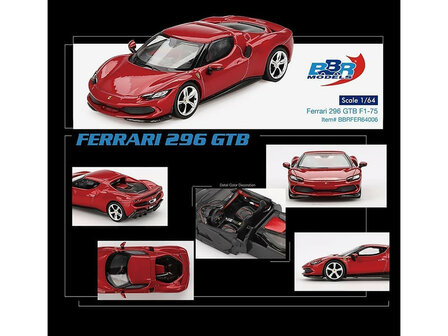 BBR 1:64 Ferrari 296 GTB F1-75 Rosso Imola Red 2024