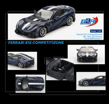 BBR 1:64 Ferrari 812 Competitizone, Blu Tour De France 2023