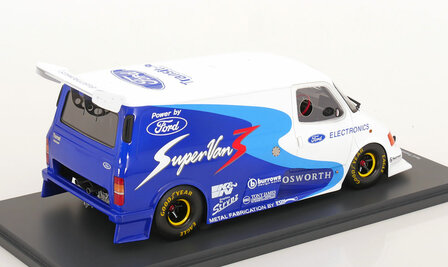 Schuco 1:18 Ford Transit Supervan 3 1994 , blauw wit met vitrine