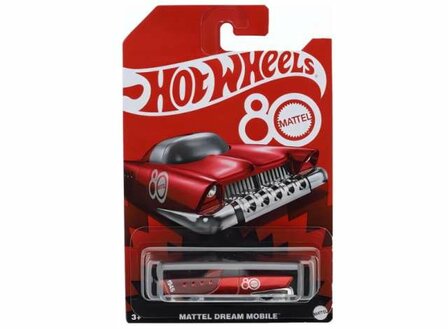 Hotwheels 1:64 Mattel&#039;s 80th Anniversary Dream Mobile, red 2025
