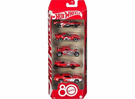 Hotwheels 1:64 Mattel&#039;s 80th Anniversary set of 5 2025 set 5x autos