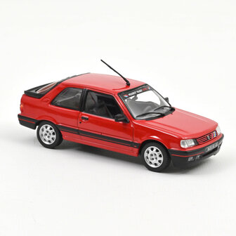Norev 1:43 Peugeot 309 GTi 1987 Vallelunga Red with deco PTS. Levering 08-2025