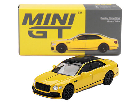 Mini GT 1:64 Bentley Flying Spur Monaco Yellow with Black Top LHD