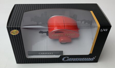 Cararama 1:43 Caravan - Circus Krone - rood in windowbox