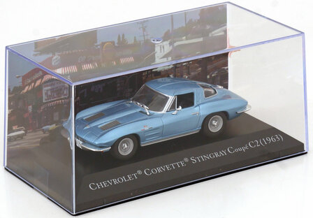 Atlas 1:43 Chevrolet Corvette C2 Stingray 1963 lichtblauw metallic
