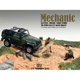 American Diorama 1:43 Mechanic Crew 4x4 Camel Trophy Metal Figures set no 4 - set 2 figuren, excl. auto