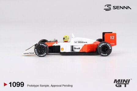 Mini GT 1:64 McLaren MP4/4, No 12 Ayrton Senna 1988 Japanese Grand Prix Winner. Verwacht 02-2026