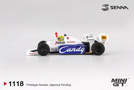 Mini GT 1:64 Toleman TG184, No 19 Ayrton Senna 1984 Monaco Grand Prix 2nd Place LHD. Verwacht 02-2026