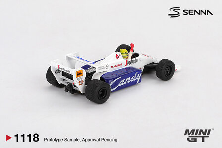 Mini GT 1:64 Toleman TG184, No 19 Ayrton Senna 1984 Monaco Grand Prix 2nd Place LHD. Verwacht 02-2026
