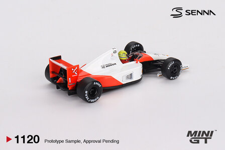 Mini GT 1:64 McLaren MP4/6, No 1 Ayrton Senna 1991 Japanese Grand Prix 2nd Place LHD. Verwacht 02-2026