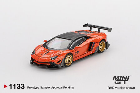 Mini GT 1:64 Lamborghini Aventador, LB - WORKS, Limited Edition Orange MDX 2025 RHD. Verwacht 02-2025