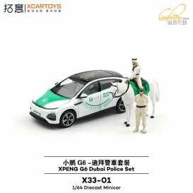 xcartoys 1:64 xpeng g6 dubai police set, white/green