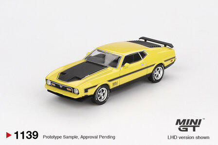 Mini GT 1:64 ford mustang mach 1 grabber yellow 1971 verwacht maart-4-2025