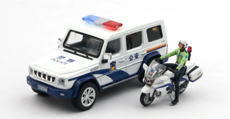 XCartoys 1:64 BAIC BJ80 People&#039;s Police Motorcycle Escort Set