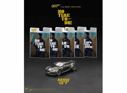 Mini GT 1:64 Aston Martin DBS &quot;No Time To Die&quot; 2021 in Spanish Blister Packaging.