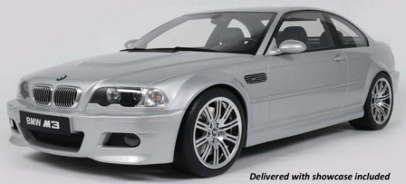 GT Spirit 1:8 BMW M3 E46 zilver 2003 in vitrine. Levering 04 - 2026 