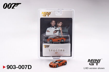 Mini GT 1:64 Jaguar C-X75 Orange Metallic 007 James Bond &quot;Spectre&quot; (2015) Movie - Dutch Blister Packaging!