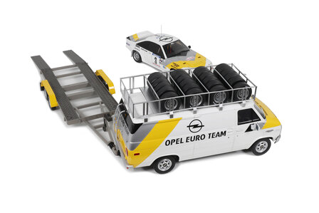 Otto Mobile 1:18 Set Opel Manta Gr.B and a Chevrolet G30 Van met trailer - Rallye Pack Opel Tour de Corse 1984