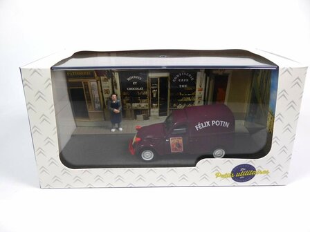 Atlas 1:43 Citroen 2CV  Felix Potin - Petit Utilitaires - burgundy, Diorama