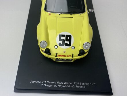 Spark 1:18 Porsche 911 Carrera RSR no59 - Peter Gregg, Hurley Haywood, Dave Helmick - winner 12h Sebring 1973