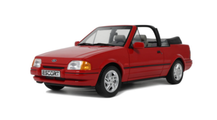 Otto Mobile 1:18 Ford Escort Mk4 XR3i Cabriolet Flamenco-Rot 1986. Levering 04-2026