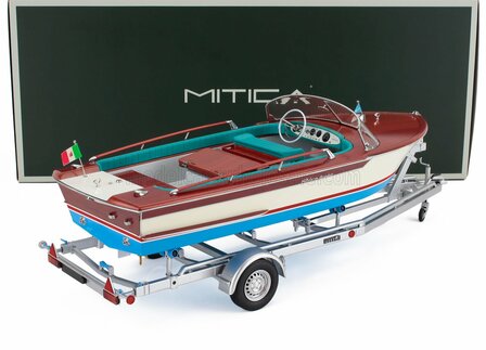 Mitica 1:18 Riva Junior 1966 - Motorboot met trailer - Ivory Sea blue.