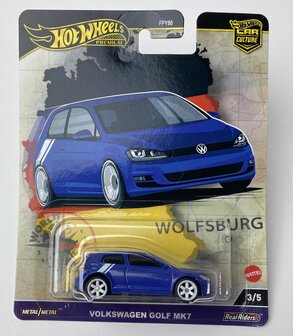 Hotwheels 1:64 Volkswagen Golf MK7 blauw 3/5 - Hot Wheels Premium