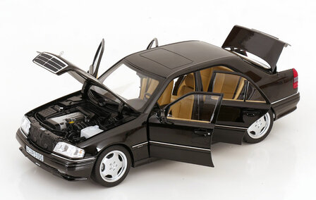 Norev 1:18 Mercedes Benz C36 AMG 1993 Obsidian Black metallic met 6 openingen