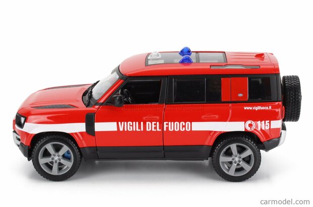 Bburago 1:24 Land Rover New Defender 110 Vigili Del Fuoco 2022 brandweer 