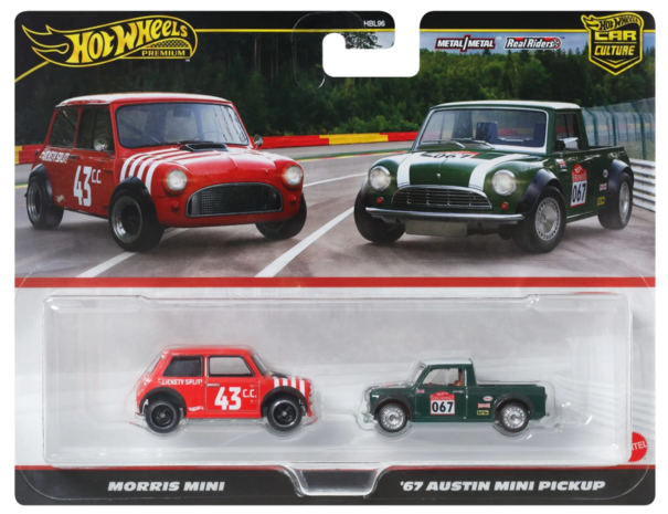 Hotwheels 1:64  Set 2 Mini - Morris Mini no 43 & Austin Mini Pickup 1967. HotWheels Premium Car Culture