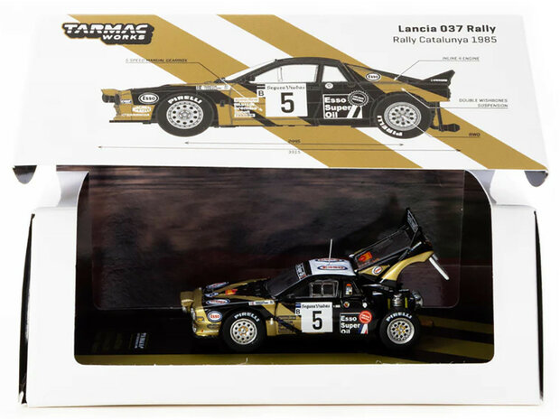 Tarmac 1:64 Lancia 037 Rally no 5 Fabrizio Tabaton - Luciano Tedeschini Winner "Rally Catalunya" (1985) "Hobby64+"