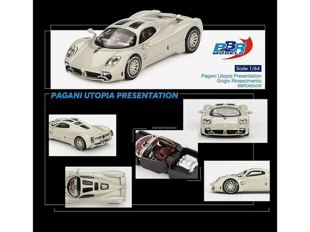 BBR 1:64 Pagani Utopia Presentation Grigio Rinascimento Silver 2023