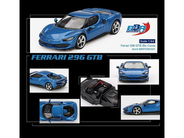 BBR 1:64 Ferrari 296 GTB Blue Corsa 2024