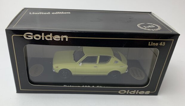 Golden Oldies 1:43 Datsun 100 A Cherry geel resin model - Limited 100 pcs